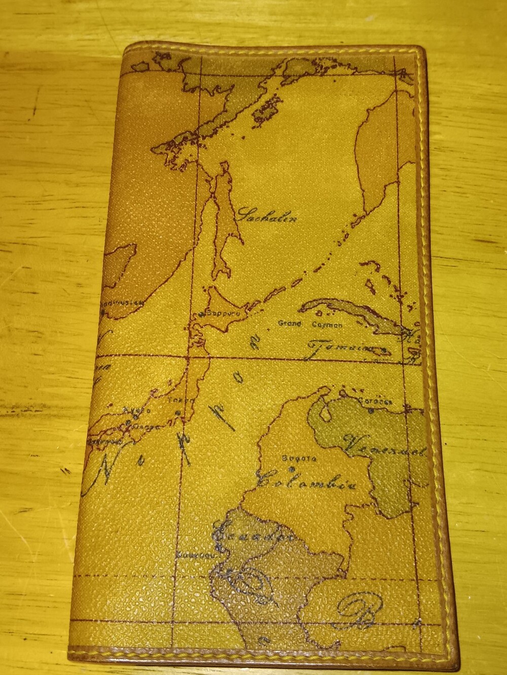 Alviero Martini Tan Map-Print Leather Travel Wallet